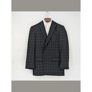 Tom James Gray Plaid Wool Blazer 41L Hand Tailored Sport Coat